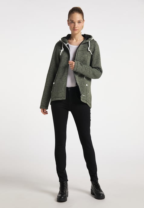 ICEBOUND Yuka serie Gebreide fleece jas Dames olijf melange - Image 4