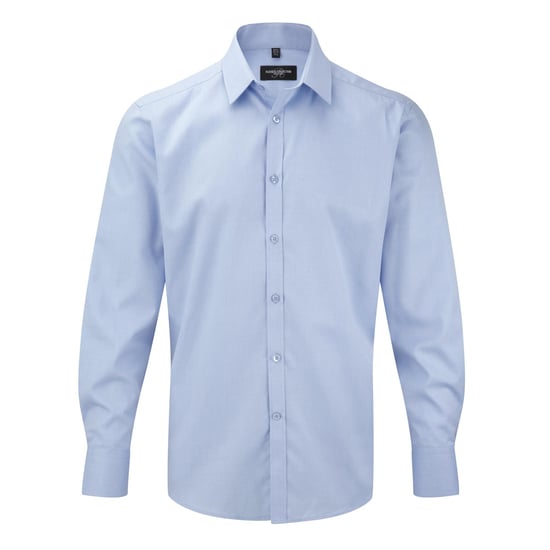 Russell Heren Visgraat Werkshirt met lange mouwen (Lichtblauw) - Image 1