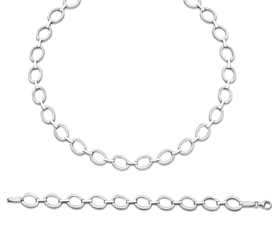 Orphelia Dames 925 Sterling Zilveren Set: Ketting + Armband - Zilver SET-029 - Image 1