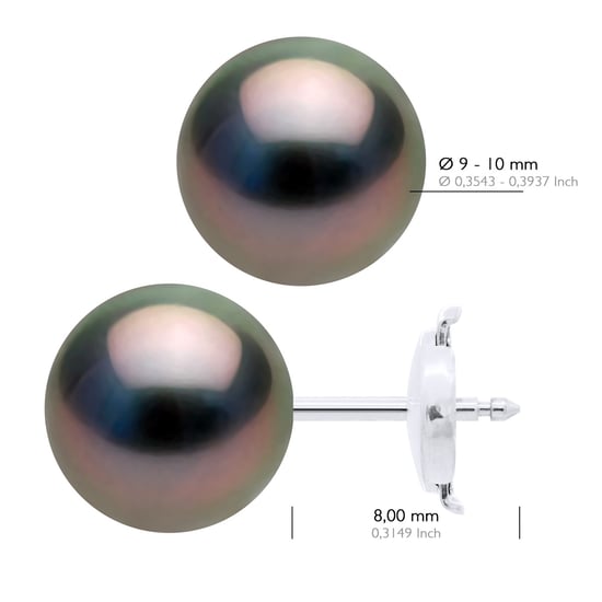 Oorbellen - Witte Goud 375 - Echte Gecultiveerde Tahiti Parel Ronde 9-10 mm - Image 2
