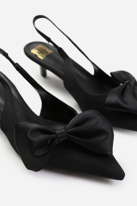 Wheres That From Womens 'Spain' Wide Fit Low Kitten Heels Pointed Toe Bow Detail