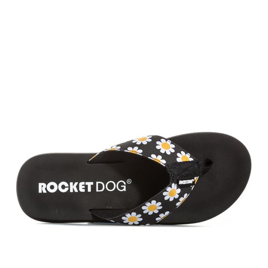 Rocket Dog Adios teenslippers met madeliefjes voor dames, zwart - Image 4