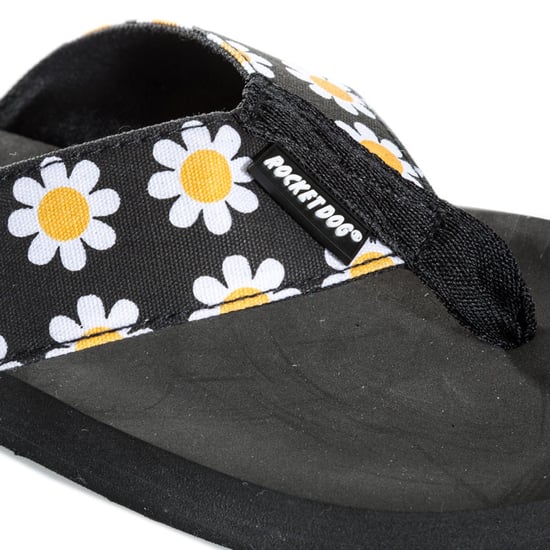 Rocket Dog Adios teenslippers met madeliefjes voor dames, zwart - Image 5