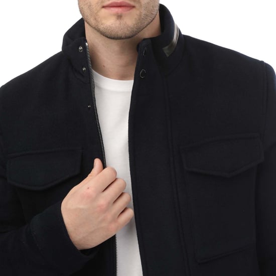Heren Ted Baker Knowl Funnel Neck Field Jacket in Navy - Image 3