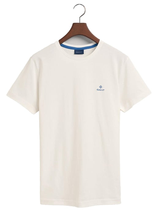 Gant heren T-shirt met ronde hals en contrasterend logo - Wit - Image 6
