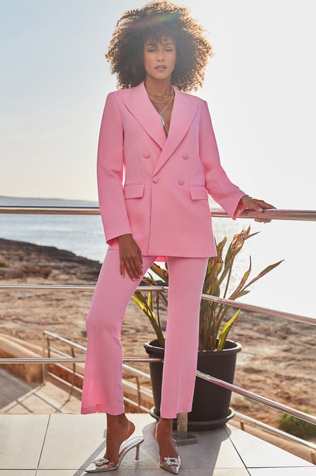 Pink Kick Flare Cropped Trousers
