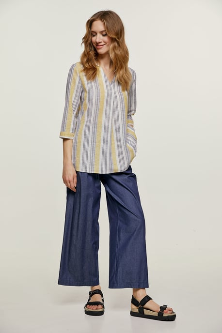 Striped Linen Style Top with Pockets