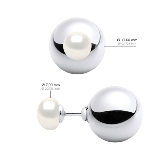 Earrings Both SIDES Real Cultured Freshwater Pearls 7 mm