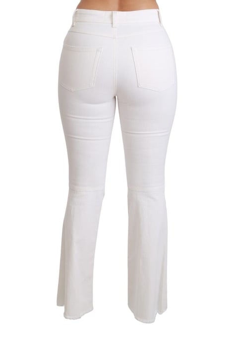 Dolce & Gabbana Dames Witte Hart Uitlopende Stretch Katoenen Broek - Image 5