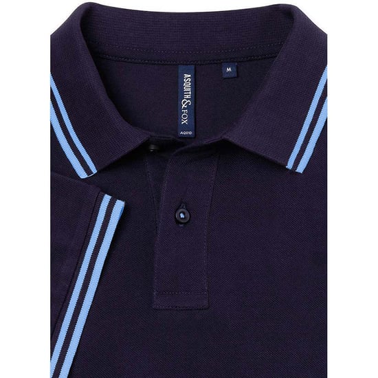 Asquith & Fox Mens Classic Fit Tipped Polo Shirt (Navy/ Cornflower)