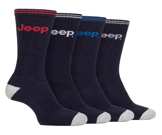 Heren Sport Crew Sokken | Jeep | 4-Pack Katoenen Hardloopsokken met Verstevigde Hak en Teen - Marineblauw - Image 1
