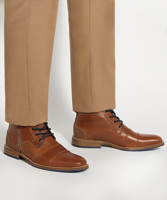 Dune Mens Captains - Double Toe Cap Detail Leather Boots - Image 3