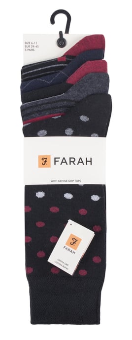 Farah - 5-Pack Mannen Dunne Ademend Klassieke Polka Dot Patroon Zachte Bovenkant Katoenen Dress Sokken - FCS273BLKBER (Polka Dot) - Image 2