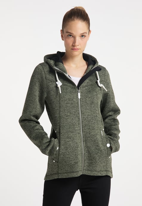 ICEBOUND Yuka serie Gebreide fleece jas Dames olijf melange - Image 2