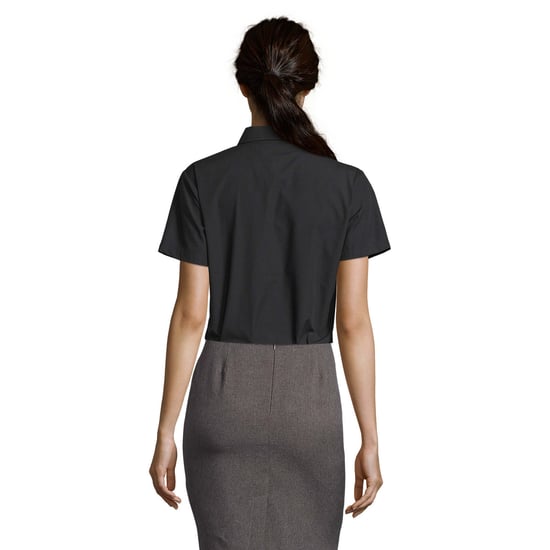 SOLS Dames/Dames Escape Poplin Business Shirt met korte mouwen (Zwart) - Image 2