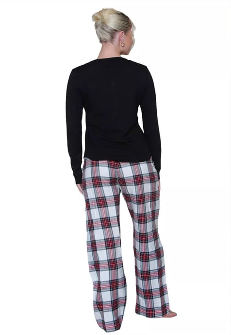 GAP Womens Pyjama Flanellen Slaapset in Zwart Schotse ruit - Image 2