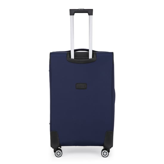 Blue Soft Shell Suitcase 8 Wheel Luggage Travel TSA Light Carry On Cabin Bag