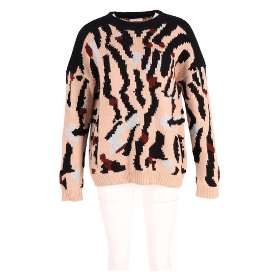 Chloe Printed Chunky Knit Sweater in Multicolor Cashmere - Image 4