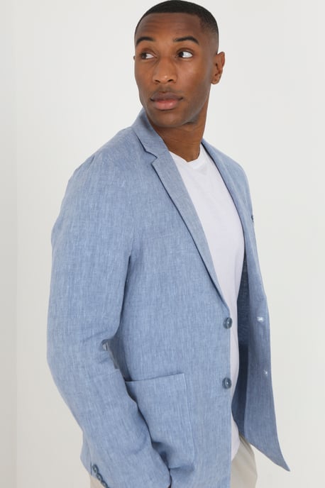Light Blue 'Cambridge' Button Through Chambray Blazer