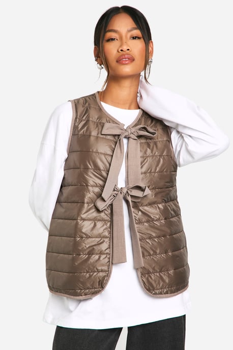 Bow Detail Padded Gilet - Image 1