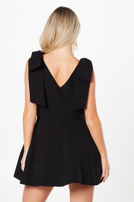 Petite Bow Shoulder Crepe Mini Dress - Image 3