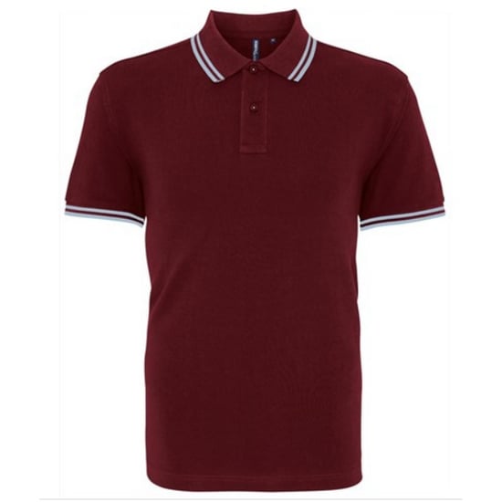 Asquith & Fox Mens Classic Fit Tipped Polo Shirt (Burgundy/ Sky)