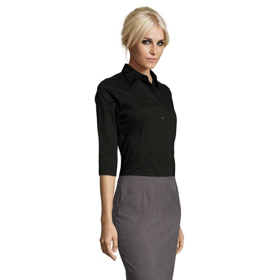 SOLS Dames/Dames Stretch 3/4 Mouwen Blouse (Zwart) - Image 3