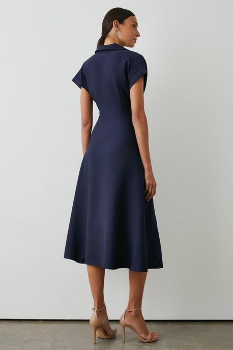 Front Tie Shirt Midi Dress