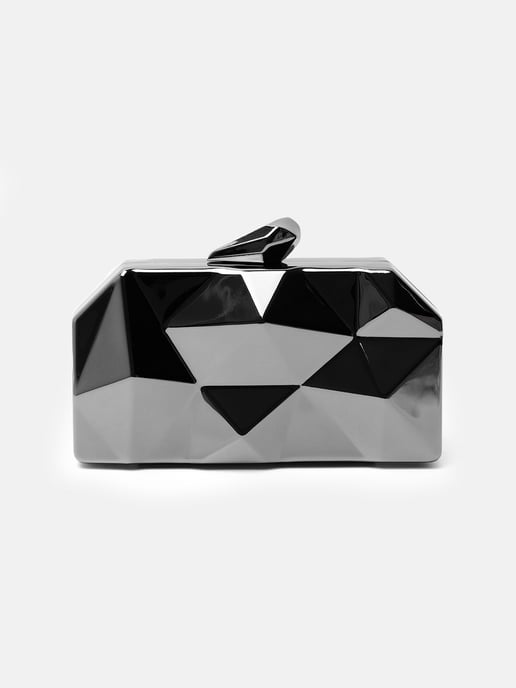 Where's That From Womens Melanie Geometric Pattern Clutch Bag In Black