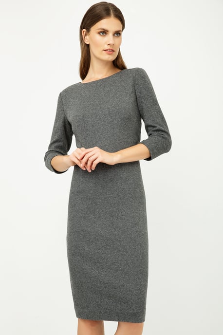 Grey Fitted Knit Dress