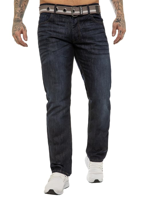Enzo | Heren Designer Regular Fit Denim Jeans - Indigo - Image 1