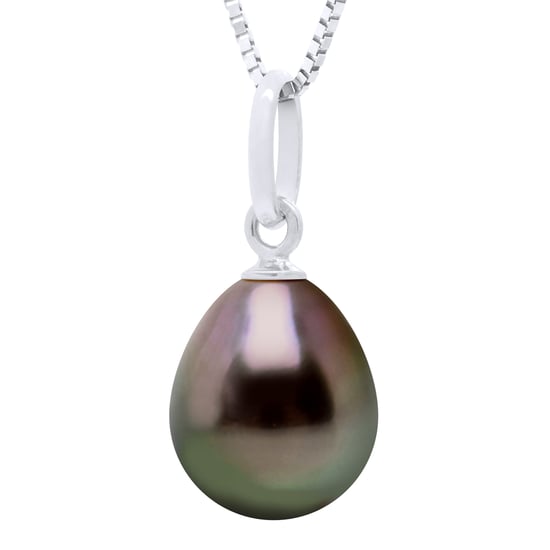 Pendant Articulated Thread White Gold 750 and Real Cultured Tahiti Pearl Pear 8-9 mm