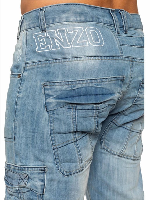 Enzo | heren Combat Denim jeans - Lichtblauw - Image 4