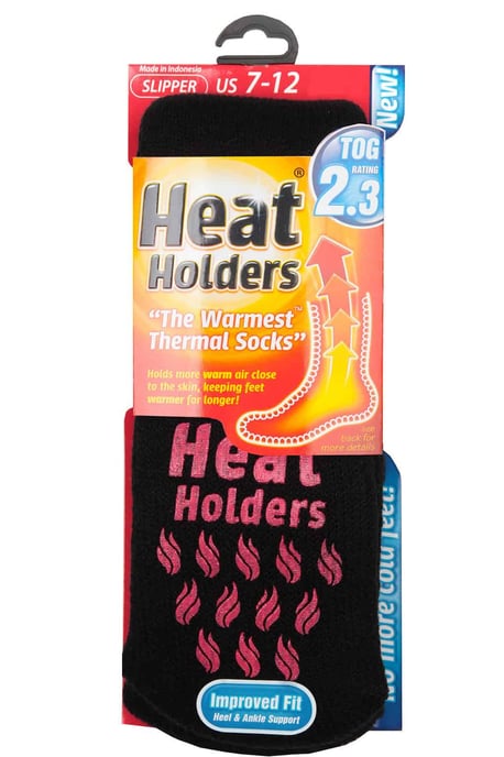 Heat Holders - Thermische pantoffelsokken voor heren - Zwart Rood - Image 2