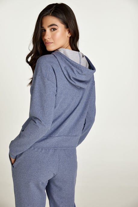 Indigo gemêleerd Hooded Sweatshirt - Image 6