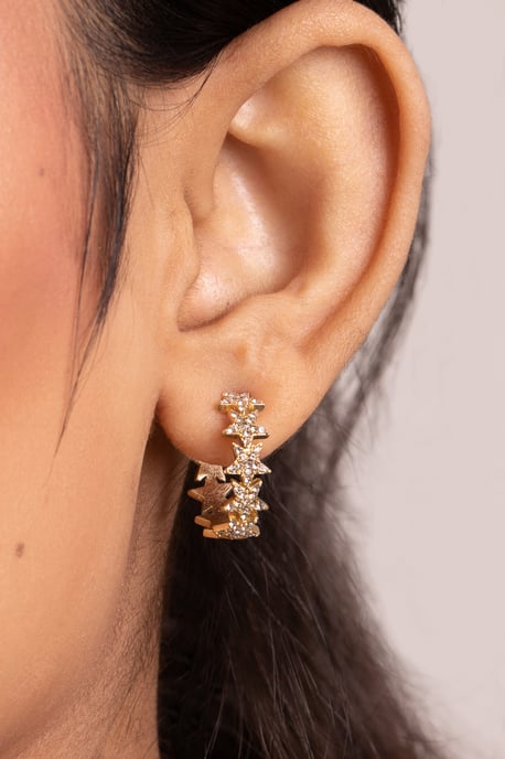 Gold Delicate Sparkly Star Earrings