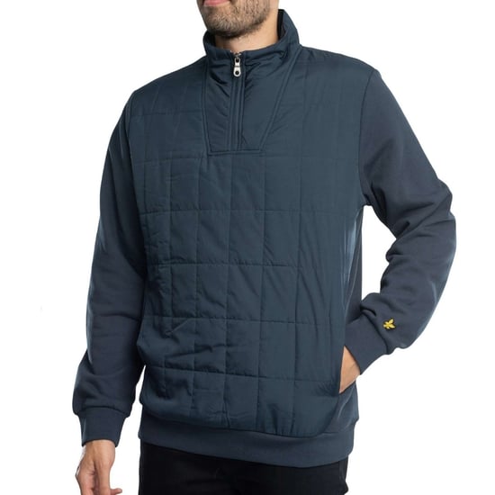 Lyle & Scott hybride gewatteerd marineblauw sweatshirt met halve rits - Image 2