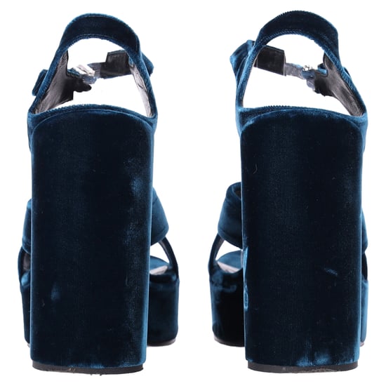 Jil Sander Chunky Sandalenhakken in Blauw Fluweel - Image 3