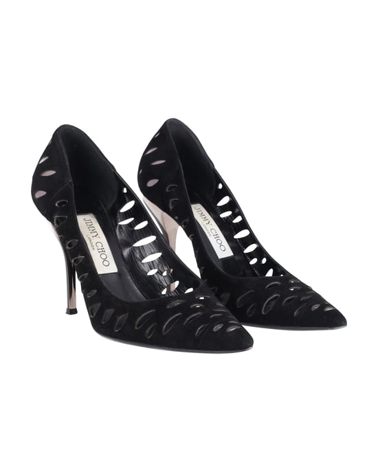 Jimmy Choo Lasercut Romy Pumps Zwart Suède - Image 4