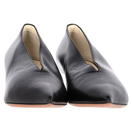 Celine V Neck Pointed Toe Pumps in Black Leather - Image 2