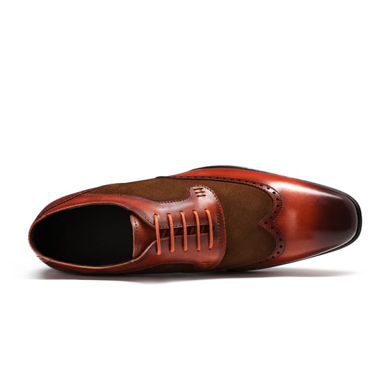Herenschoen met klassieke sierstiksels Zakelijke schoenen Glad leer Lage schoenen Bruin - Image 6