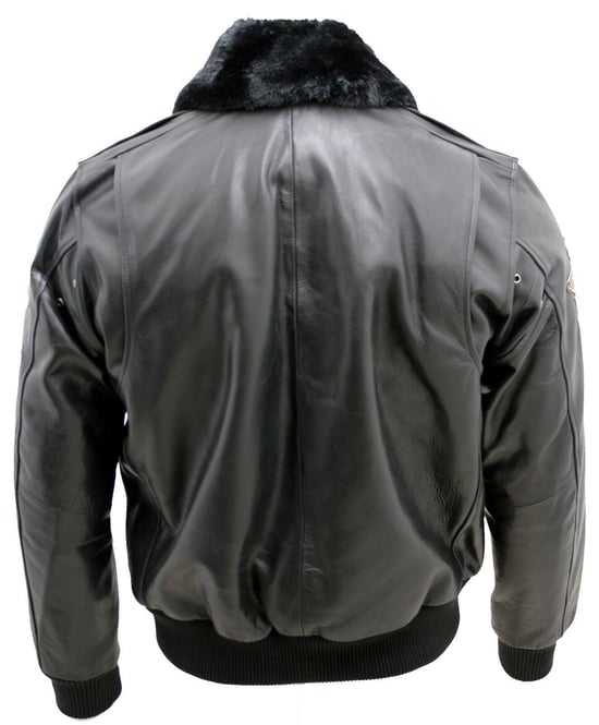 Cow Hide Detachable Collar Leather Flight Bomber Jacket