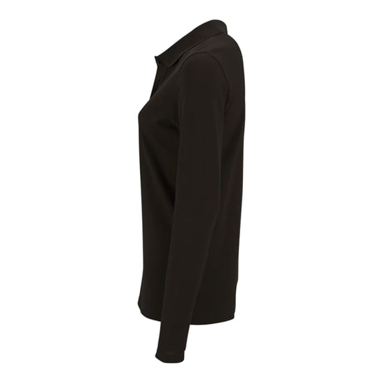 SOLS Dames/Dames Perfect Pique Poloshirt met Lange Mouwen (Zwart) - Image 3