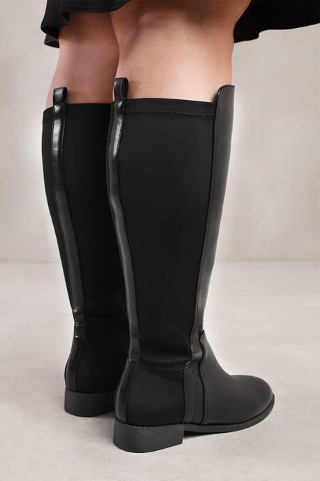 Wheres That From Womens 'Parker' Stretch Wide Calf Knee High Boots With Side Zip