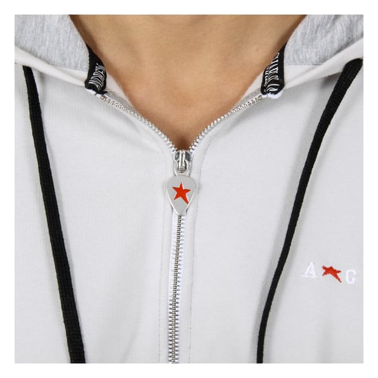 Andrew Charles Mens Hoodie with Zip Long Sleeves Round Neck Light Grey FELA