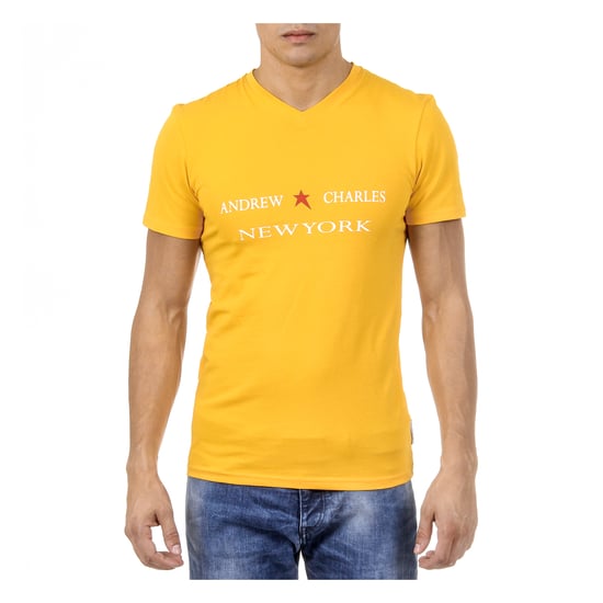 Andrew Charles Mens T-Shirt Short Sleeves V-Neck Yellow KENAN
