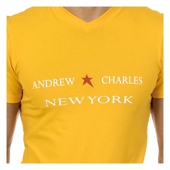 Andrew Charles Mens T-Shirt Short Sleeves V-Neck Yellow KENAN