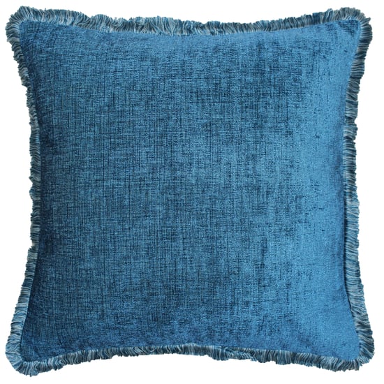 Riva Paoletti Astbury Polyester Filled Cushion - Teal Blue - Metallic Chenille Style Fabric - Fringed Edges - Hidden Zip Closure - 100% Polyester - 50 x 50cm (20" x 20" inches)