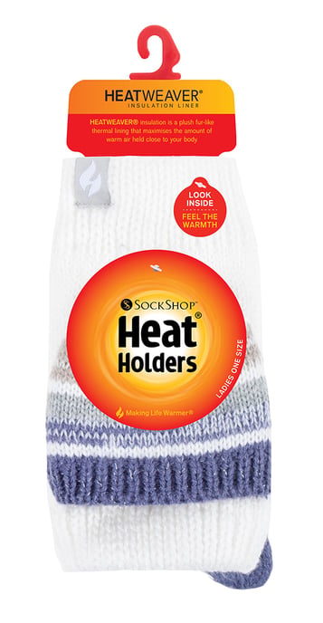 Heat Holders - Thermisch gebreide convertorhandschoen voor dames - Crème / Lila - Image 2