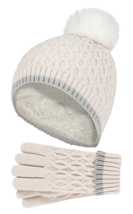 Heat Holders Meisjes Thermische Pom Pom Muts En Handschoenen - Buttercream - Image 1